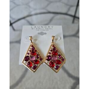 Laundry By Shelli Segal Gold Pink Red Stone Earrings New